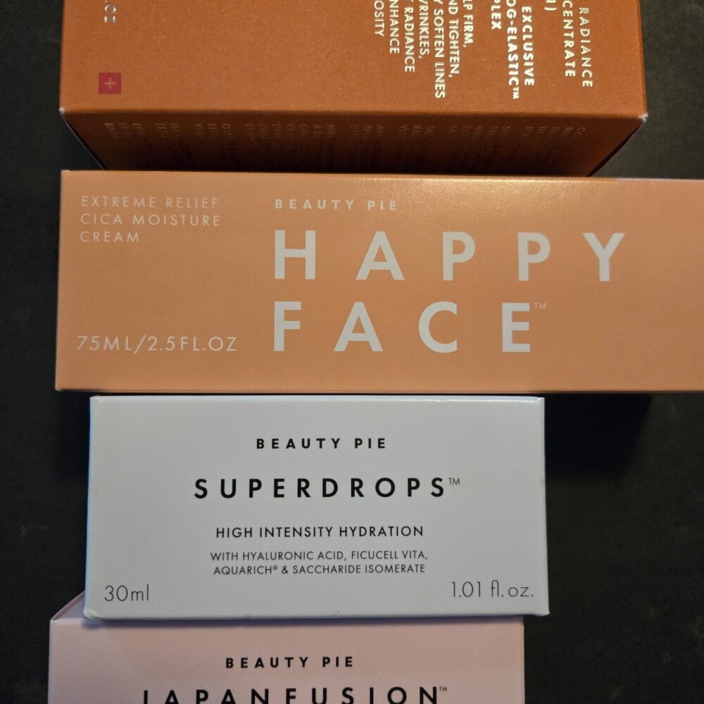 Beauty Pie bundle Youthbomb, Happy Face, Superdrops, Japanfusion NEW